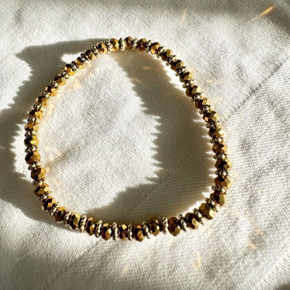 Bronze beaded stretch sparkly bracelet